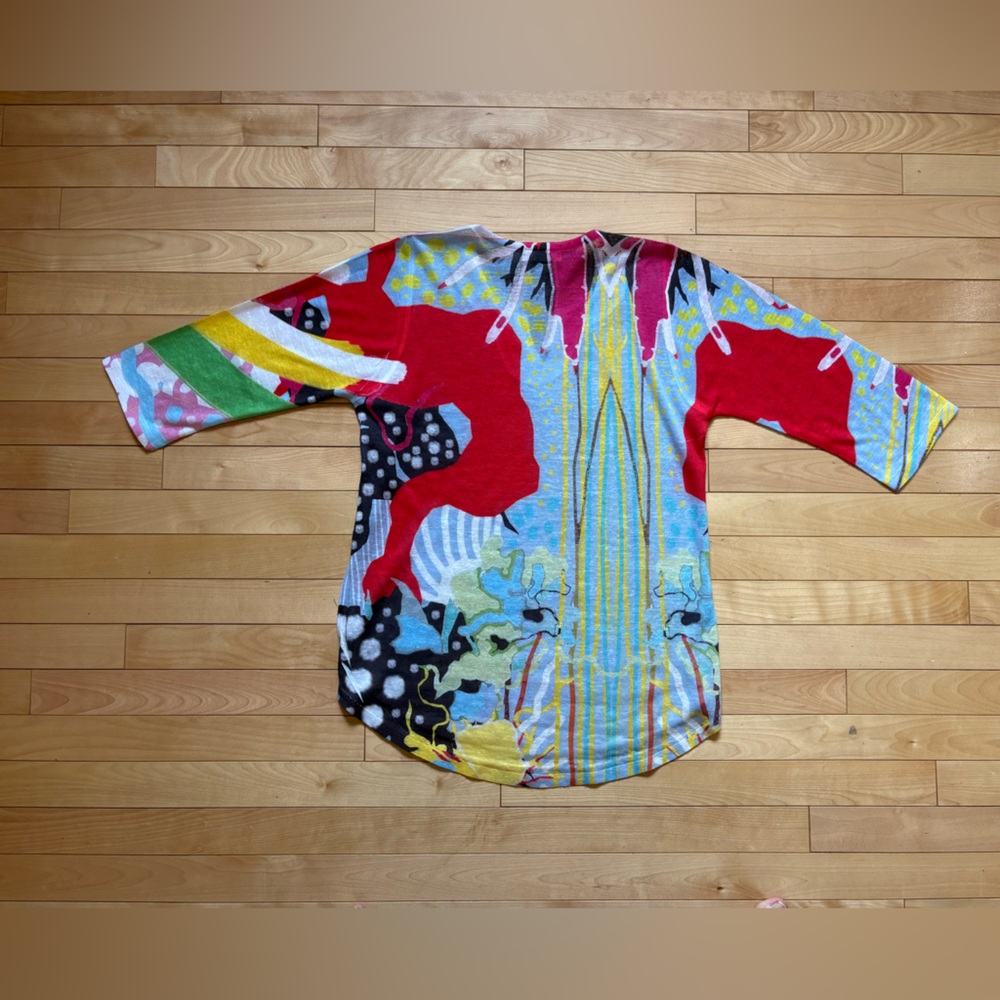 Atelier 9 Lightweight Abstract Print Pullover Size S